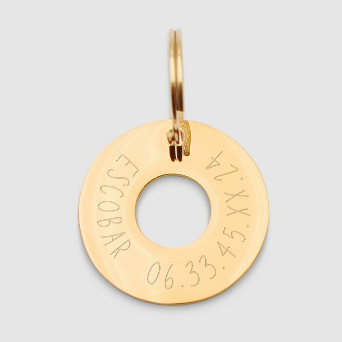 Médaille gravée acier inoxydable doré cible - Taille L (33 mm)