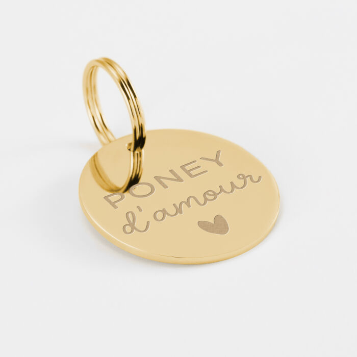 Médaille cheval personnalisée acier inoxydable doré ronde M