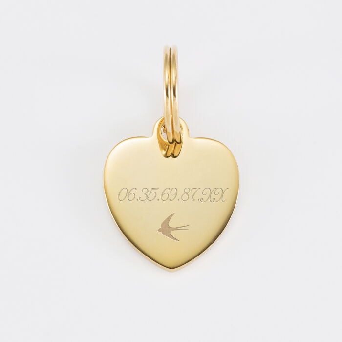 Médaille cheval personnalisée acier inoxydable doré coeur S