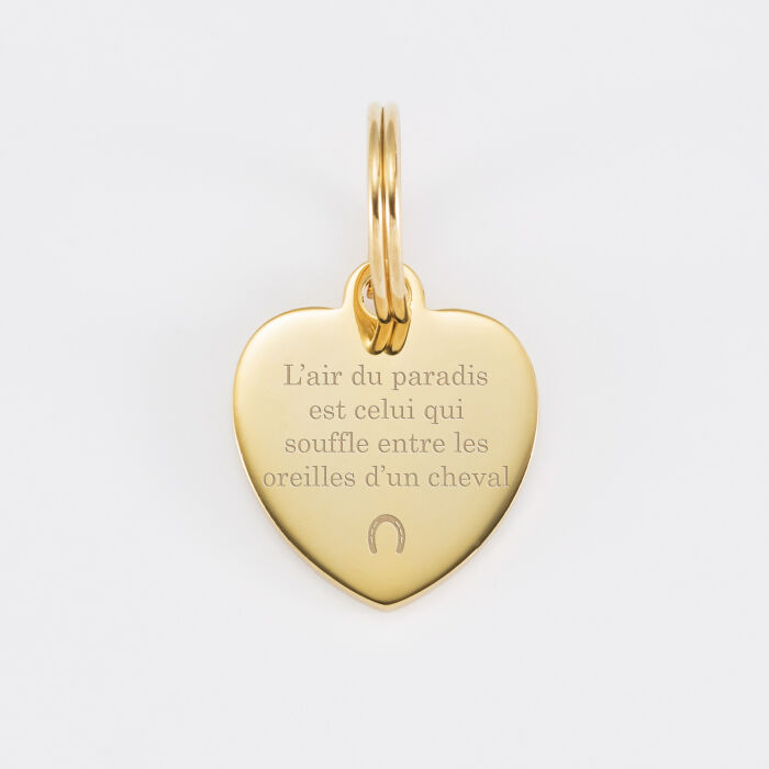 Médaille cheval personnalisée acier inoxydable doré coeur S