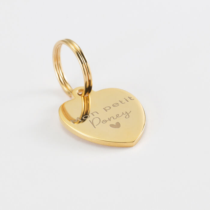Médaille cheval personnalisée acier inoxydable doré coeur S