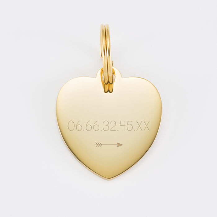 Médaille cheval personnalisée acier inoxydable doré coeur M