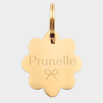 Médaille cheval personnalisée acier doré Fleur M