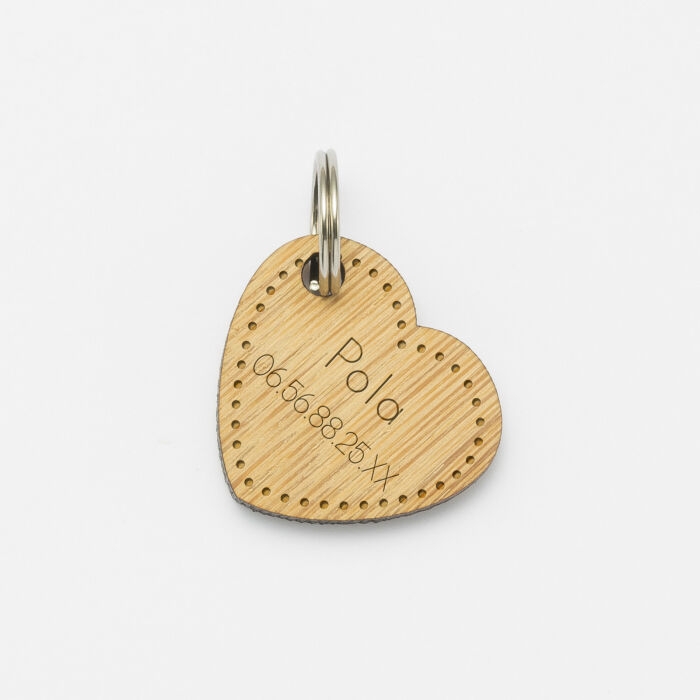 Médaille cheval personnalisée bois cœur XS