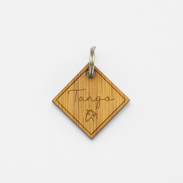 Médaille cheval personnalisée bois Losange S