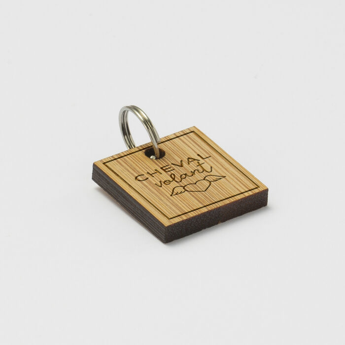 Médaille cheval personnalisée bois Carrée XS