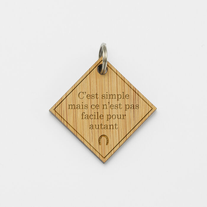 Médaille cheval personnalisée bois Losange M