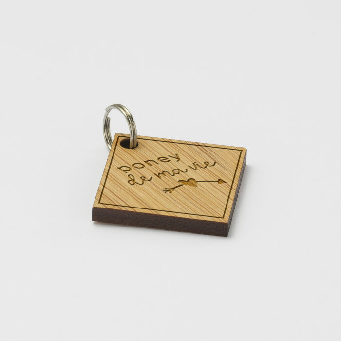 Médaille cheval personnalisée bois Losange M