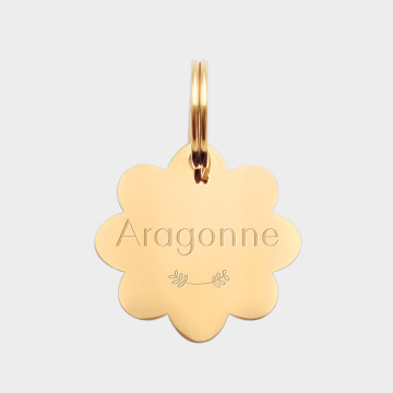 Médaille cheval personnalisée acier doré Fleur S
