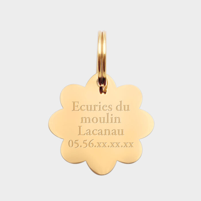 Médaille cheval personnalisée acier doré Fleur S