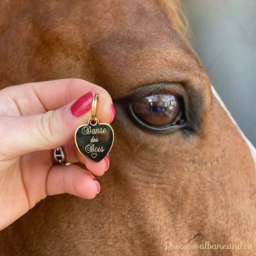 Médaille cheval personnalisée acier inoxydable doré coeur 23x26mm